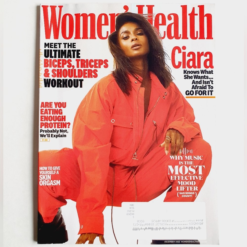 Women's Health Magazine December, 2022 Ciara - Music The Most Effective Mood.